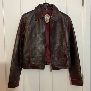 Fork Burgundy Leather Jacket